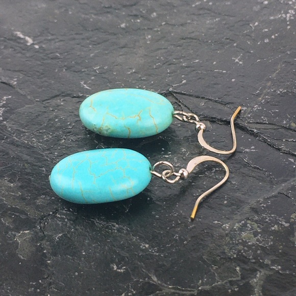 Blue Howlite Hook Dangle Earrings - Picture 6 of 6